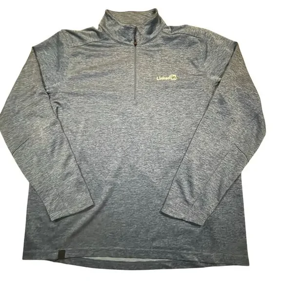 LinkedIn Employee Men 2XL Quarter Zip Pullover Blue‎ Corporate Tech Workwear