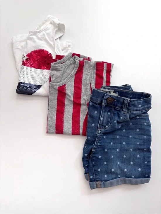 Patriotic Bundle OshKosh B'gosh & Carters Star-Print, shorts and tanks size 5
