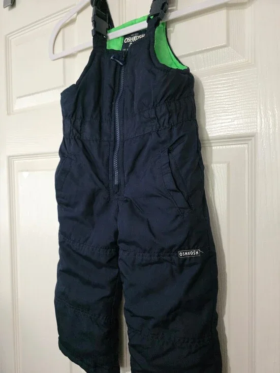 Oshkosh B'gosh Insulated Snow Bib Pants Size 2T Navy Boys Adjustable Straps