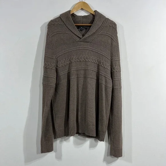 Marc Anthony Academia Grandpa Shawl Collar Cable Knit Sweater Cotton Wool Men XL