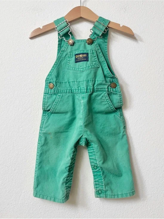 Vintage 1982 OshKosh B'gosh Green Baby Overalls 3-6M
