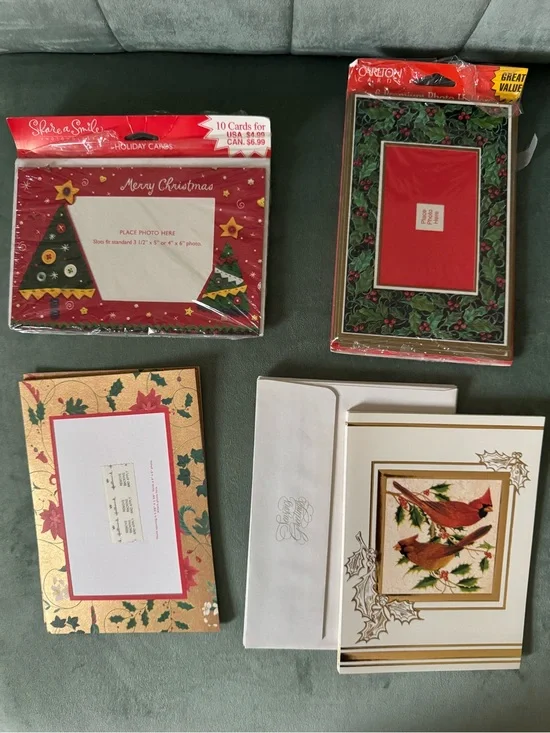NWOT assorted vintage Christmas cards & photo holders