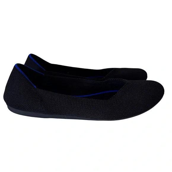 Rothy's The Flat Knit Women’s Ballet Flat Black Blue Sz 8