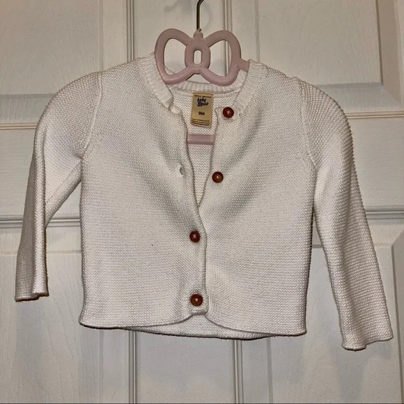 Baby B’Gosh Classic Preppy White Cotton Knit Button Down Cardigan 9 Months