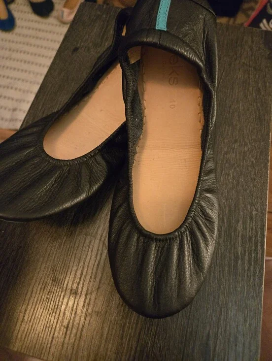 Tieks Matte Black Leather Flats- Size 10