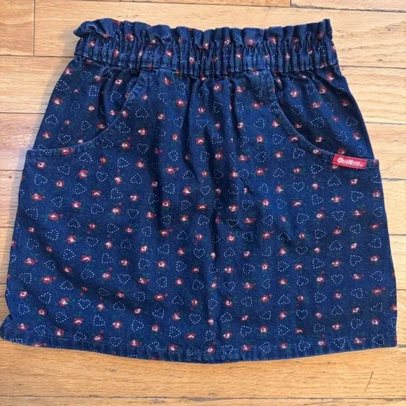 Vintage OshKosh‎ Bgosh Girls floral Denim Skirt Size 5 cottagecore Made in USA