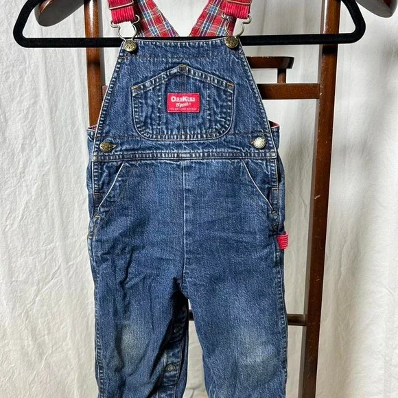 Blue‎ denim overalls with red accents Oshkosh 18months #kidcore