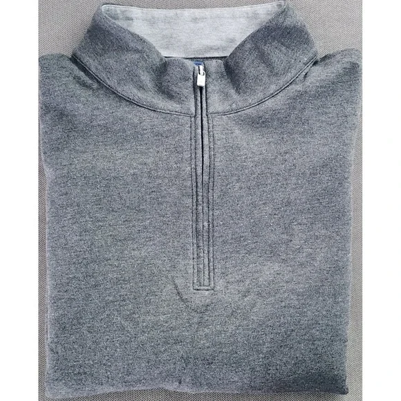 David Donahue Mens Cotton Blend Charcoal Quarter-Zip Pullover Sweater Size Large