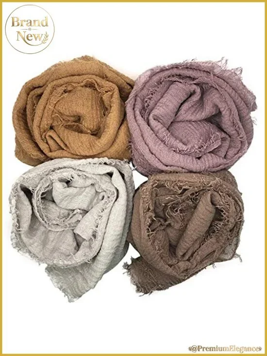 4 Pack Cotton Hemp Shawl Wrap Long Scarf Soft Lightweight