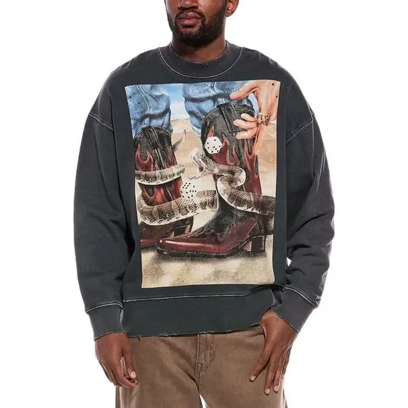 Palm Angels Mens Crewneck Sweatshirt, Grey