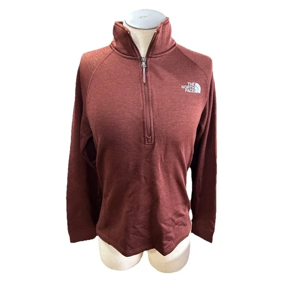 The North Face mens Sweatshirt‎ 1/4 Zip M Pullover Brown Moch Neck Active Wear
