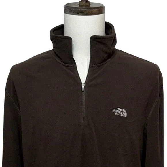 The North Face 1/4 Zip Pullover Mens XL Brown TKA 100 Fleece Long Sleeve Sweater