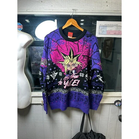 Yu-Gi-Oh! Merchoid It's Time to Yule Ugly Christmas Sweater Purple XL Mens