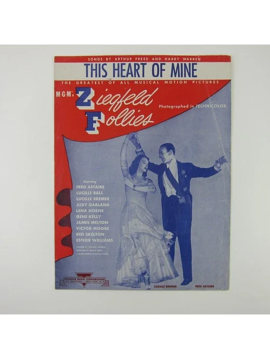 Sheet Music This Heart of Mine Ziegfeld Follies Fred Astaire Bremer Vintage 1944