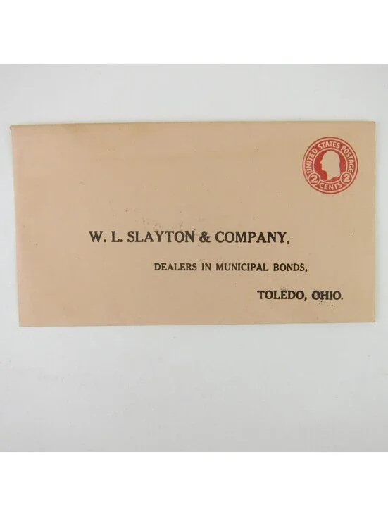 US Postal Stationery W.L. Slayton & Co Toledo Ohio 2 cent Washington Antique
