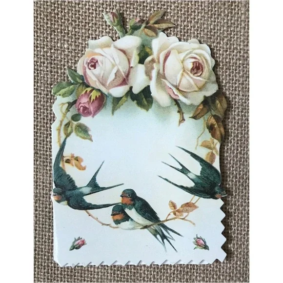 Brian Paterson Victorian Floral Blank Note Card Birds Roses Flowers Pretty