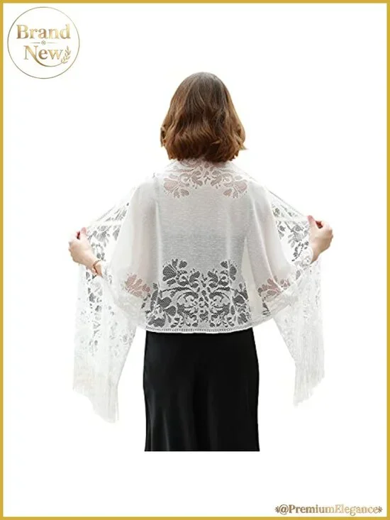 Women's 100% Polyester Shawl Wrap with Fringe for Evening Dresses and Weddings