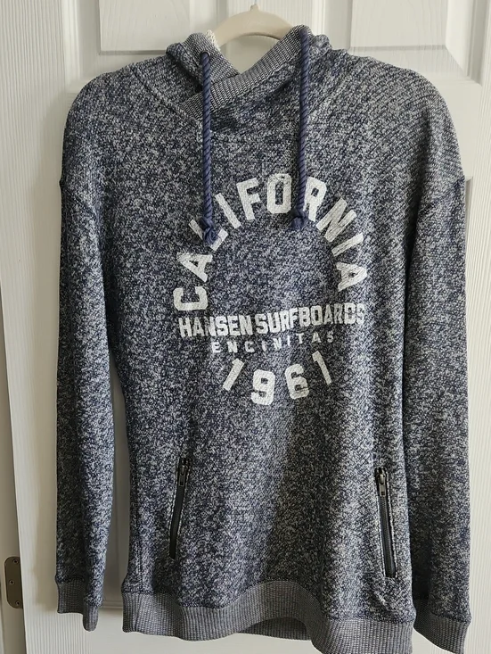 California 1961 Navy Marled Hoodie Sweater Size XL