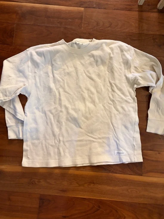Abercrombie & Fitch Men's Cream Waffle Crewneck Shirt