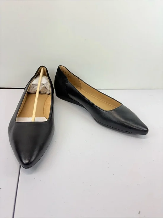 Naturalizer Womens 9M Rayna Black Leather Pointed Toe Ballet Flats Shoes