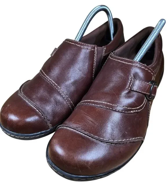 Women's Clarks Bendables Ashland Alpine Slip-On Loafers Brown Leather Womens 9.5