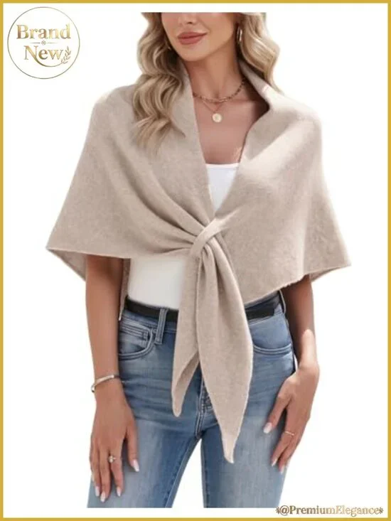 Knit Shawl Wrap Poncho Triangle Cape Scarf for Women