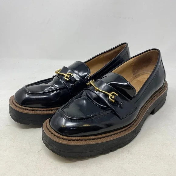 Sam Edelman‎ Laurs Black Patent Platform Horsebit Loafers Mens 8.5M EU 39 Lug