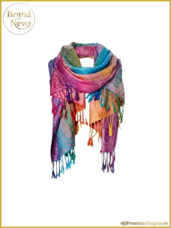Women's Silk Scarf Luxury Satin Shawl Wrap Pashmina Fringe Paisley