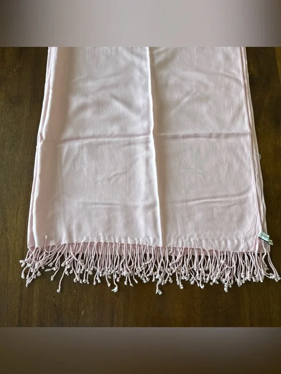 Valerie Stevens Pink Pashmina Shawl Wrap Twisted Tassel Fringe Polyester 35x78