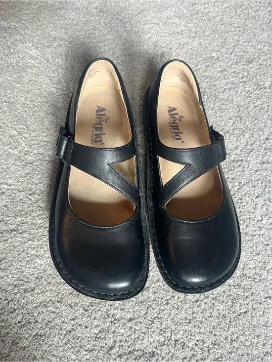 Alegria by PG Lite Dayna Size 37 Black Leather Mary Jane Shoes DAY-601