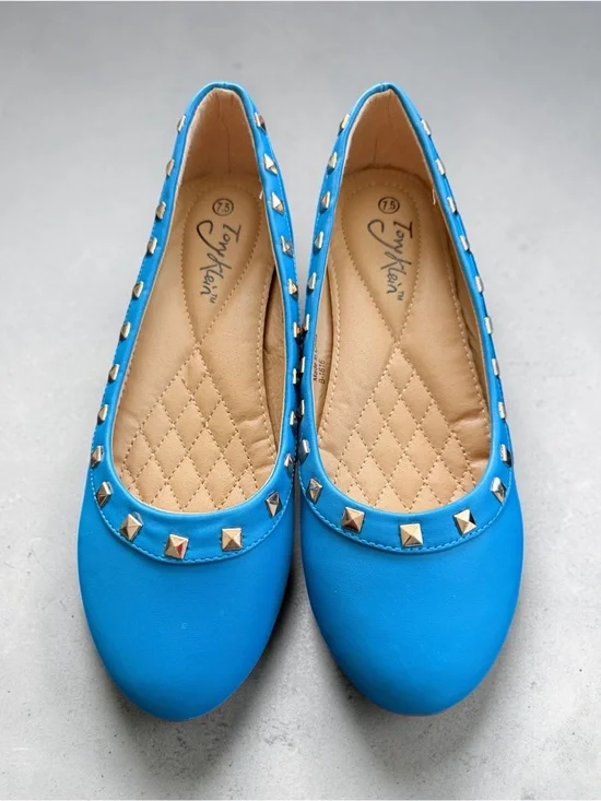 Blue Studded Ballet Flats