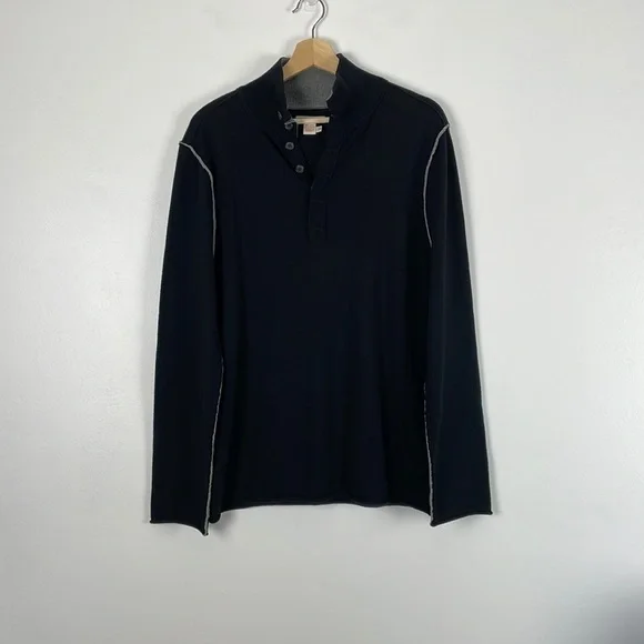 Carbon2Coblt Cashmere blend long sleeve button closure raw seam men's sweater M