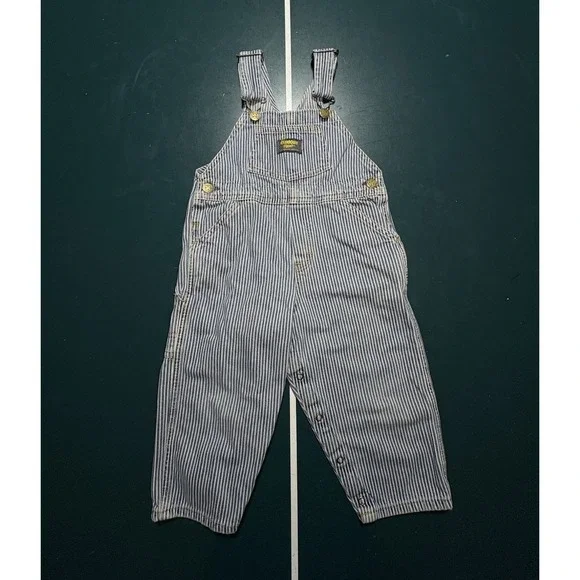 Vintage OshKosh B'gosh Blue Hickory Stripe Overalls Size 4T Made In USA Vestbak‎