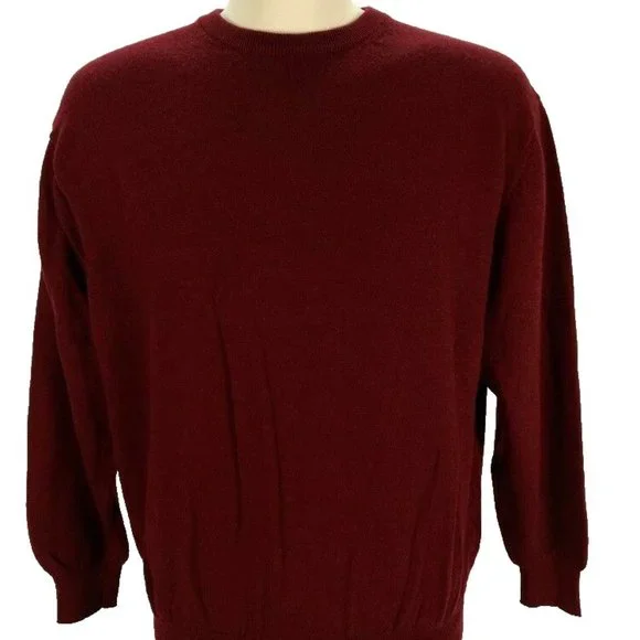 Jos‎ A Bank Classic 100% Merino Wool Vneck Sweater XL Red Pullover Mens
