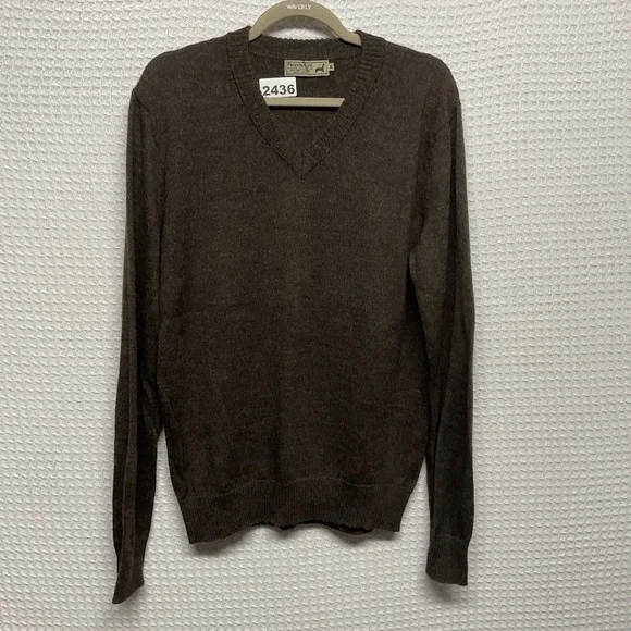 Peruvian Connection men's sweater Size‎ Medium Brown V-Neck 100% Baby Alpaca