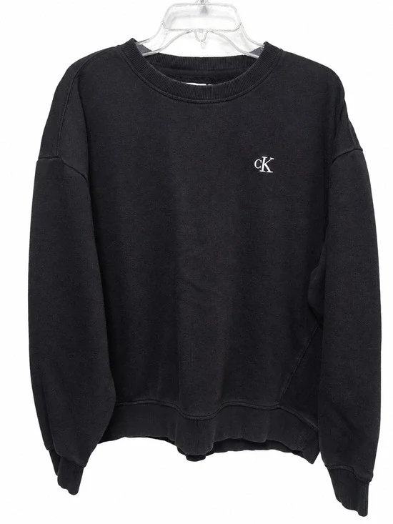 Calvin Klein Crewneck Sweatshirt Men's Medium Black Relaxed Fit Embroidered CK