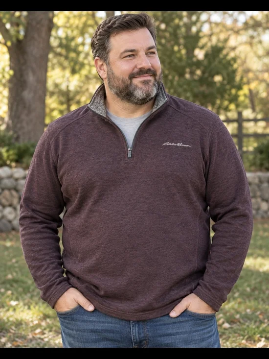Eddie Bauer Men's 1/4-Zip Sweater - Burgundy Wine