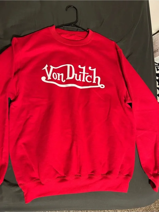 Von Dutch Red Crewneck Sweatshirt with White Logo
