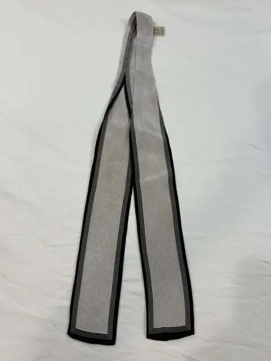 Vintage Sacha Silk Skinny Scarf Or Hair Accessory Made In Japan Gray &Black