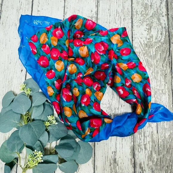 Vintage E.H. 100% Silk Holland Tulip Scarf