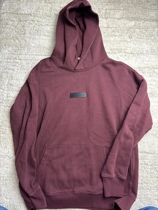 Abercrombie & Fitch Relaxed Soft A&F Fleece Hoodie Burgundy Size S