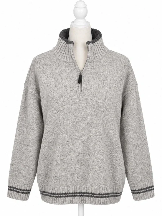 Daniele Blasi Mens XL Italian Wool Blend Quarter Zip Sweater Gray Made In Italy