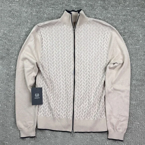 Mens Mulberry Silk Peruvian Cotton Full Zip Sweater Jacket Size M NWT