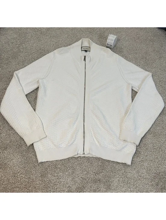 STF MAN White Full Zip Sweater Jacket