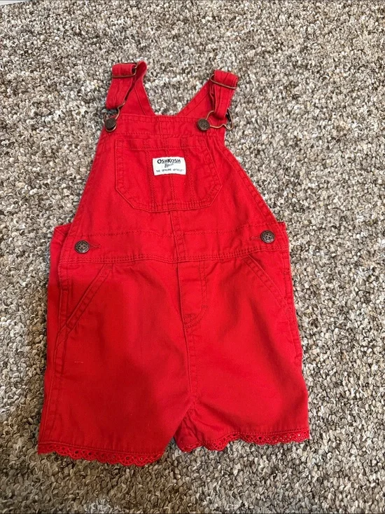OshKosh B'gosh Bright Red Girls Short Overalls