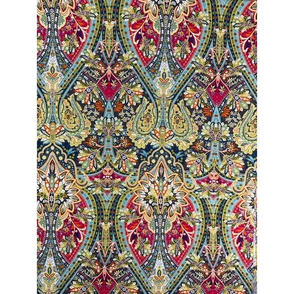 World Market Alessia Shower Curtain 72x72 Multicolor Paisley Boho Floral Cotton