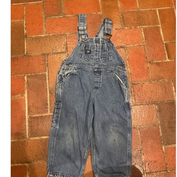 OshKosh Bgosh Kids 3T Blue Denim Overalls Carpenter‎ Bib Dungarees Medium Wash