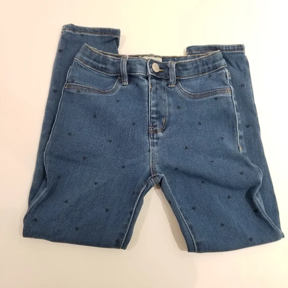 OshKosh B'gosh Blue Polka Dot Denim Jeans little girl size 7 (C14)