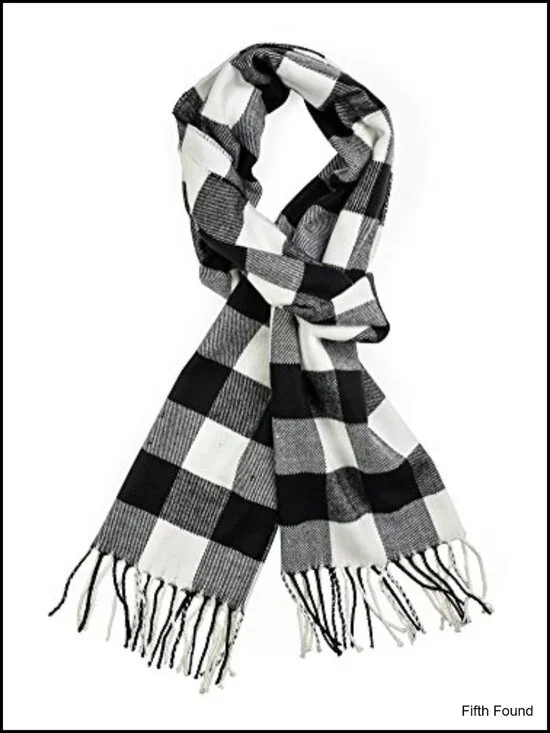 Super Soft Cashmere Feel Plaid Winter Scarf Shawl with Fringe
