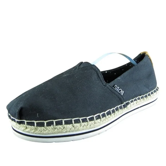 Bobs By Skechers Women Flat Shoes Black‎ Fabric Slip On Size 9 Medium